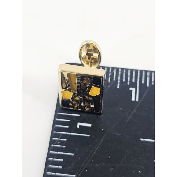 Rare Pierre Cardin Genuine Tiger Eye Inlay Mosaic Gold Tone Cufflinks NOS - Picture 6 of 9